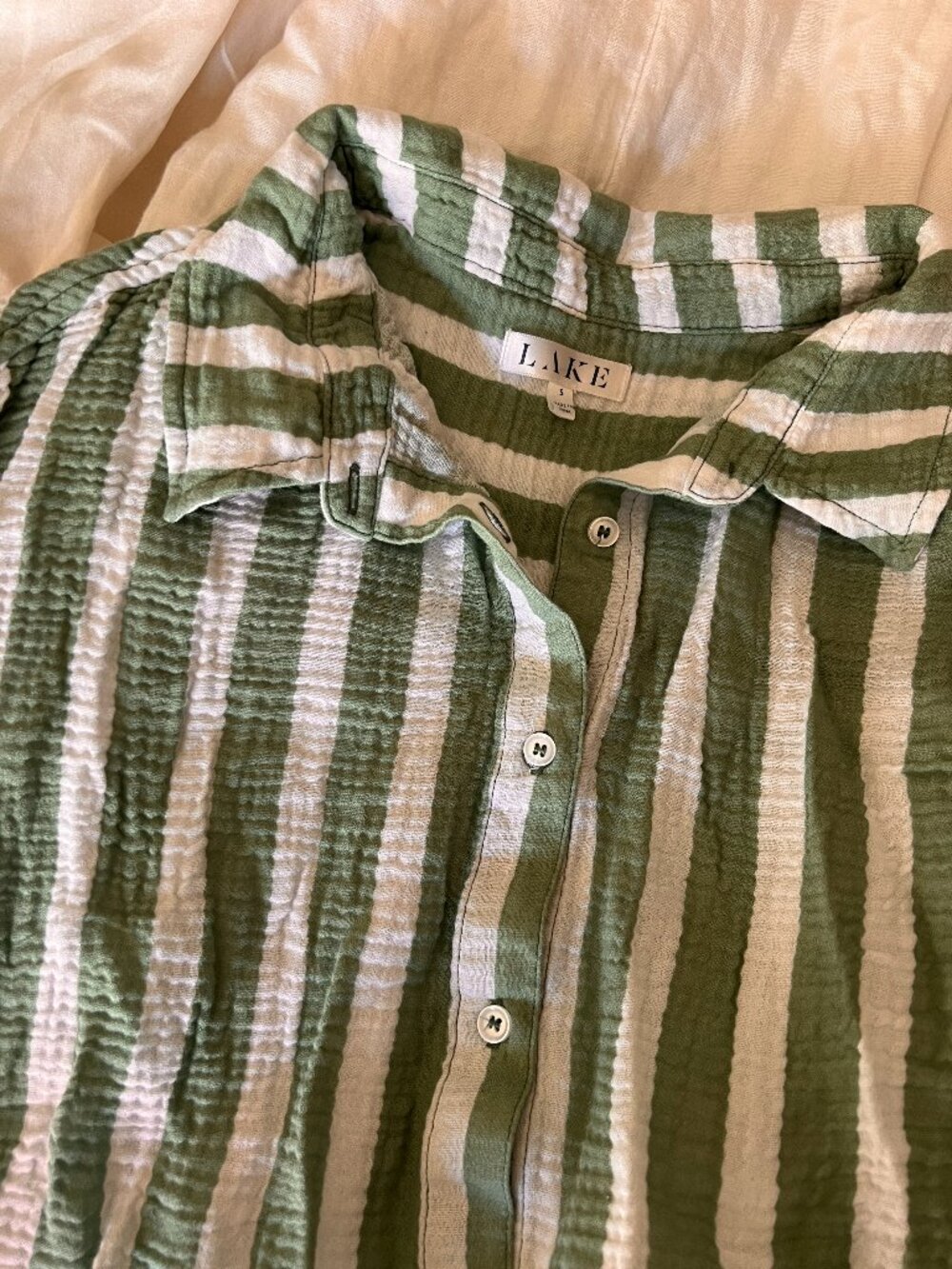 Lake Pajamas Green Awning Stripe Set, size S